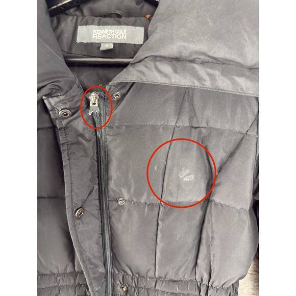 Kenneth Cole Size S Duck Down Waterfowl Snap Button Outdoor Coat Black Zip - Picture 2 of 9